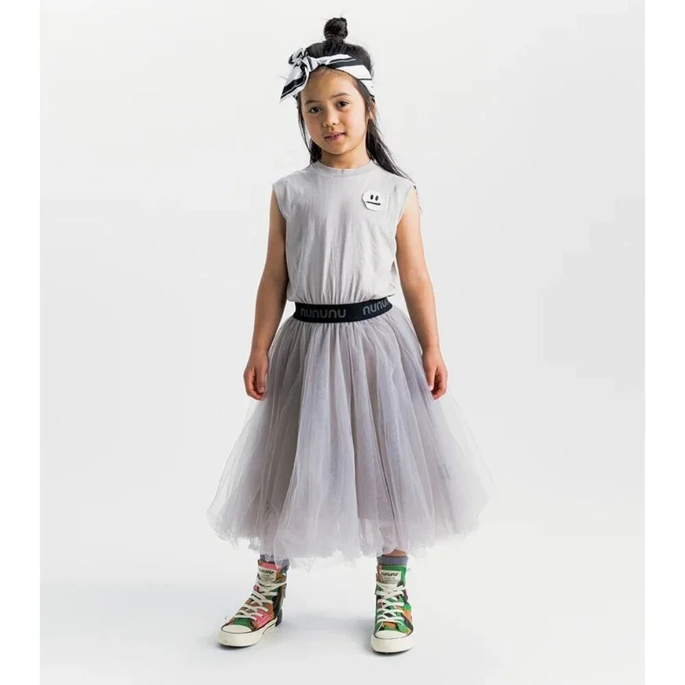 Nununu Smirks Tulle Dress in Concrete Smokey Grey - Picture 2 of 5